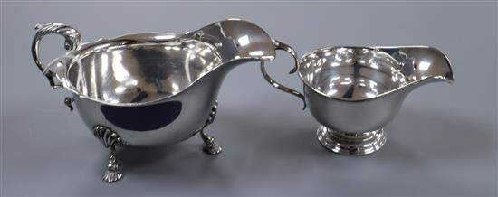 Two early 20th century silver sauceboats.